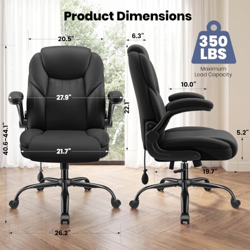 AtHope Ergonomic Leather Office Chair with Inflatable Lumbar Support, Black - image 2