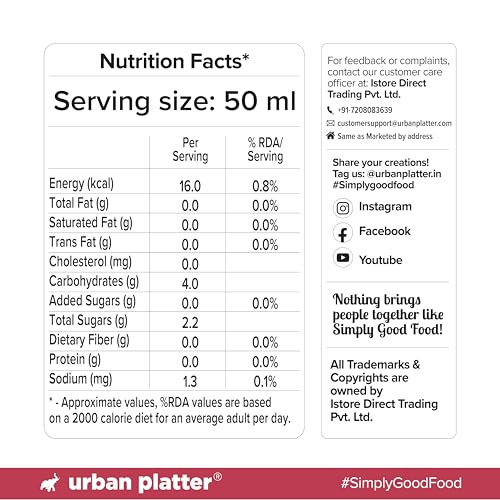 Image of Urban Platter 100% Canadian Cranberry Juice, 350ml (Glass Bottle, No Added Sugar & Preservative-Free, Antioxidant-Rich, Supports UTI Health, Ideal for Cocktails & Mocktails)