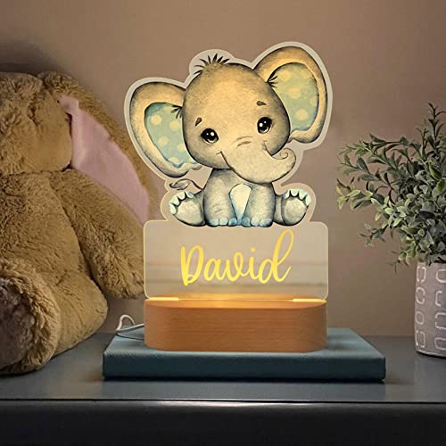Souleather Personalised Name Baby Elephant Led Night Light, Girls Bedroom/Nursery, Baby Elephant Animal Night Light Up Table Desk Lamp #TOP1
