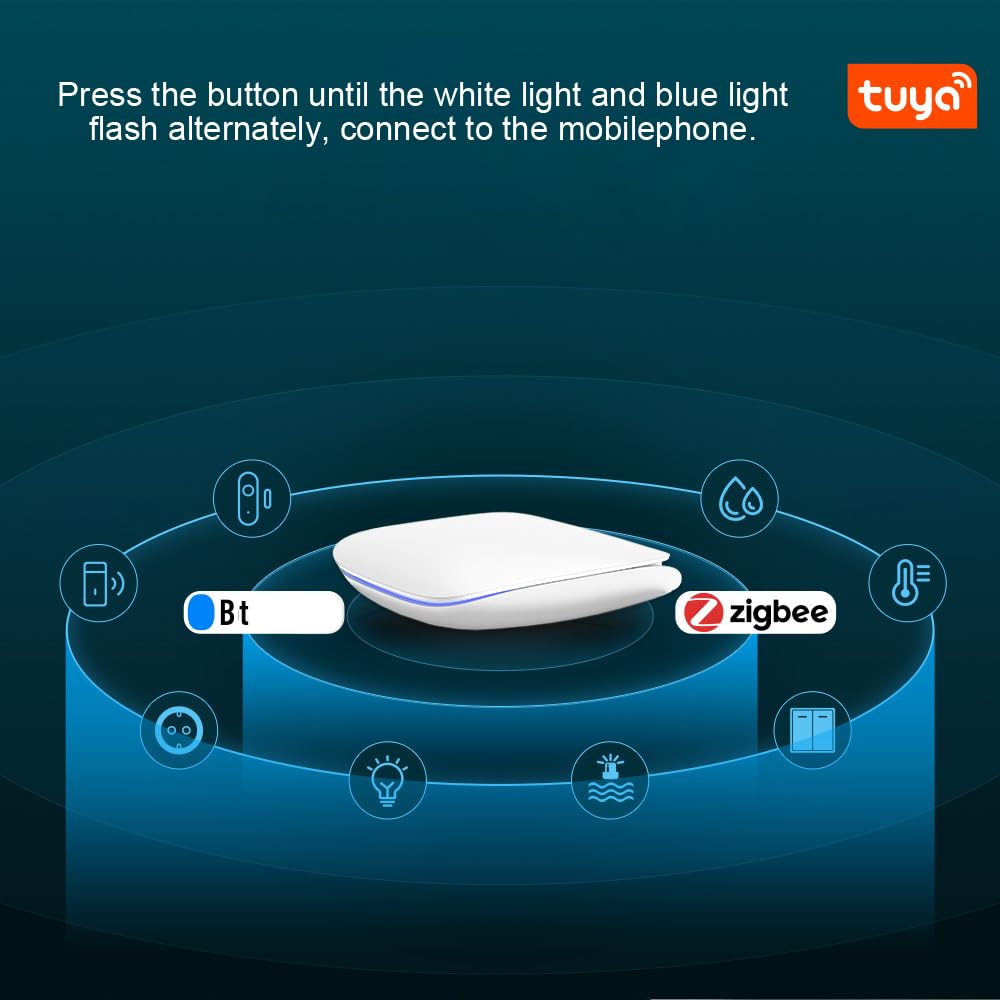 BLAIS Tuya Zigbee BT Gateway Hub Automatización inteligente del hogar para dispositivos Zigbee APLICACIÓN de teléfono inteligente Gateway de control remoto Compatible con Home