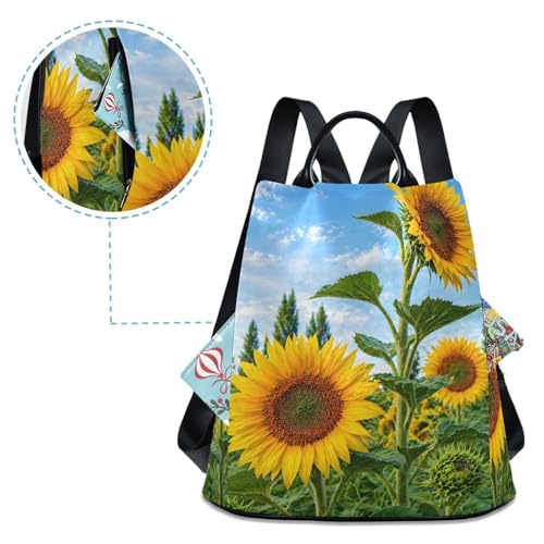 Image of ALAZA Summer Sunflower Flowers Floral Backpack Purse for Women Anti Theft Fashion Back Pack Shoulder Bag