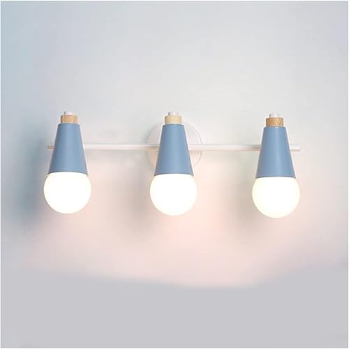 Lámpara de pared nórdica de 3 cabezas, apliques de pared de macarrón ajustables con botón enchufable, apliques de pared con 3 luces para