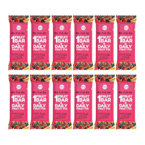 Image of BAREFRUIT 100% Mix Fruit Bar | Healthy Breakfast Diet Energy Snacking Bar For Kids & Adults | Plant Based Protein & Fibre - Rich In Vitamin A, C | No Added Sugar, Zero Preservatives | Pack of 12 (300g)