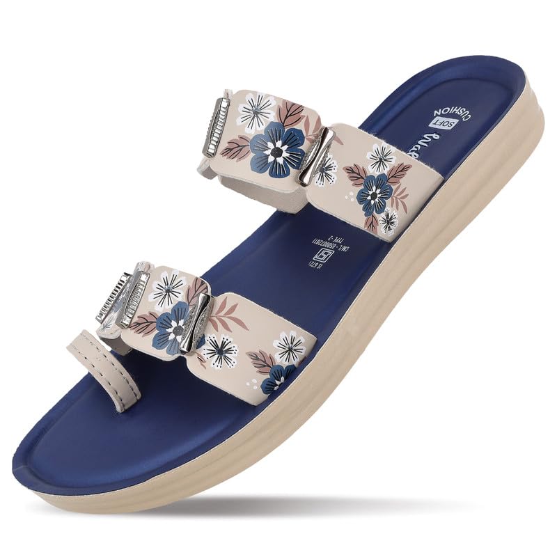 Image of WALKAROO Flat Sandals For Women|Soft Cushion Footbed, Lightweight PU Sole & Slip-On Sandals|WLR74018