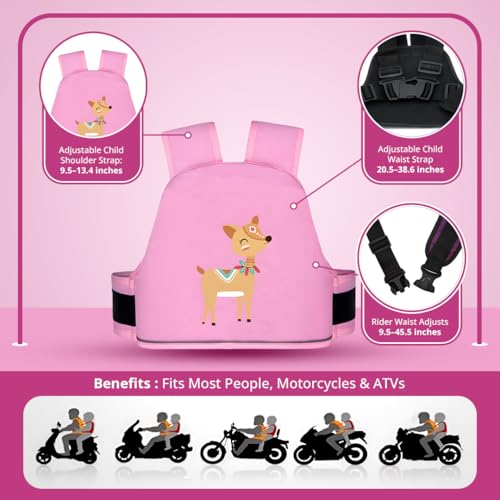 Image of Tony Stark Kids Safety Belt for Two Wheeler with Reflective Strips, Portable Seat Belt Children Motorcycle Harness for Motorcycle Bike, Adjustable Safety Harness for Boys Girls (Woodland Fawn)