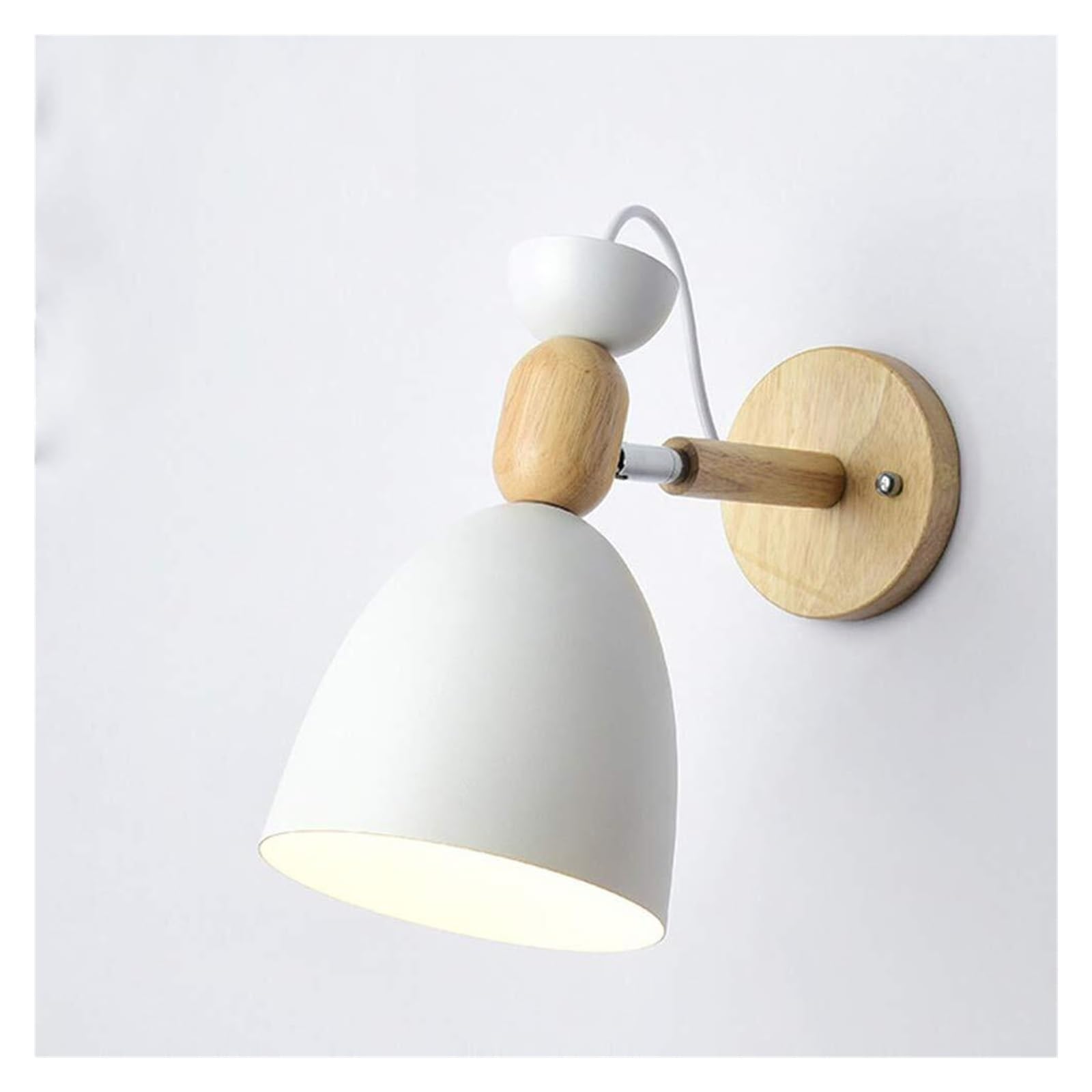 KHUKHU E26 Vintage Indoor Wall Sconces Light Retro Metal Wood Wall Lamp for Bedroom, Living Room, Bathroom, Corridor, Stairs(White)