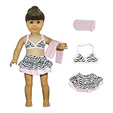 Pink Butterfly Closet Doll Clothes - 3 Pieces Bikini Swimsuit (Skit, Top and Beach Blanket) Set Fits...
