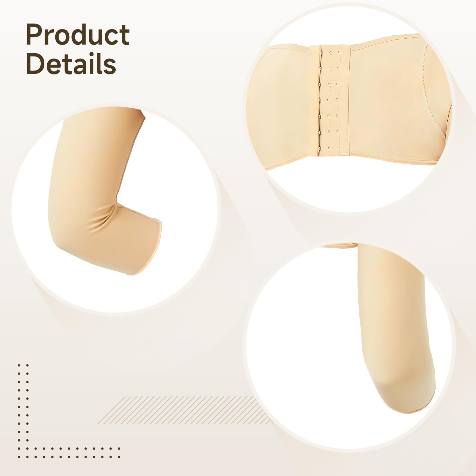 Arm-Kompressionsärmel für Damen XXL, Beige, Arm Shaper mit langem Ärmel, bequemes Design, für Oberarme 44 bis 49 cm, formende Passform, weiches Tragegefühl