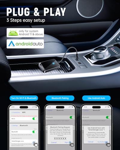 Android Auto Wireless Adapter for Factory Wired Android Auto Car, Instant Connection Converts Wired to Wireless, Wireless Android Auto Dongle Fit for Android 11+ & Cars from 2017 - Image 3