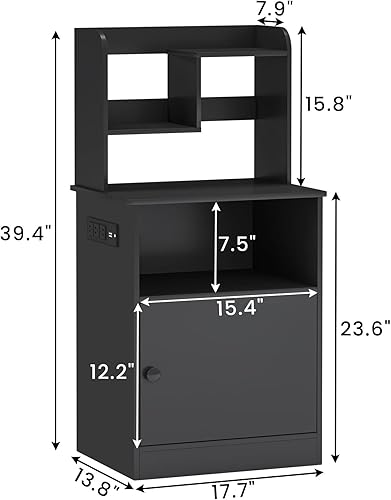 Miniatura 3 de EPHEX Juego de 2 mesitas de noche con estación de carga mesita de noche de 394 pulgadas de alto con estantes mesa auxiliar con 2 estantes abiertos