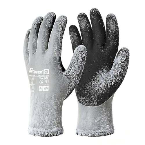 Image of Schwer 60 Pairs Waterproof Winter Work Gloves Latex Coated, CR3305, L