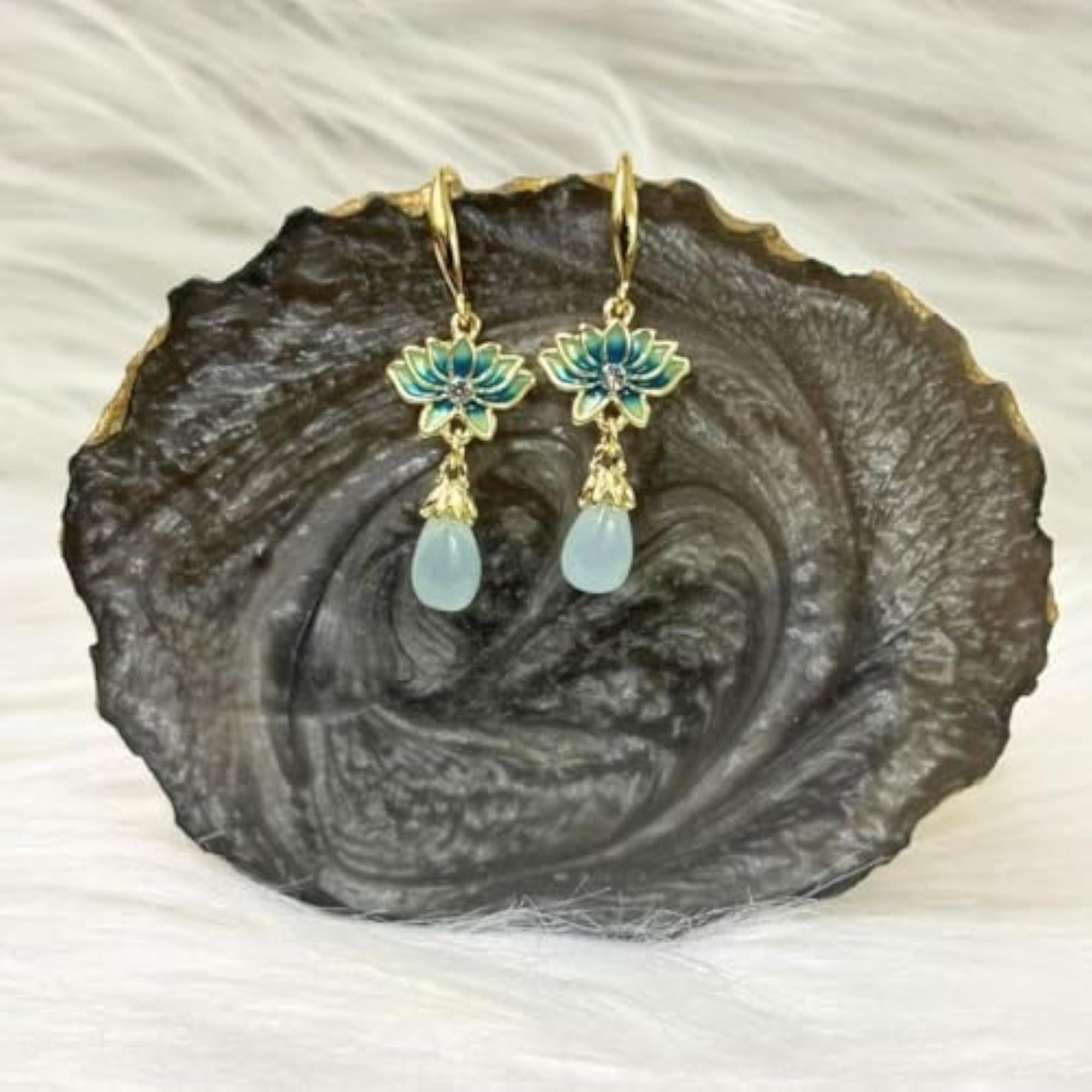 Women's Mint Bloom Pearl Dangle Earrings, Floral Bliss Design