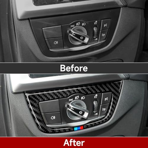 Image of Car Headlight Switch Trim Decal Carbon Fiber Sticker Cover fits for BMW X3 G01 X4 G02 2018 2019 2020 2021 2022 2023 2024 Interior Accessories