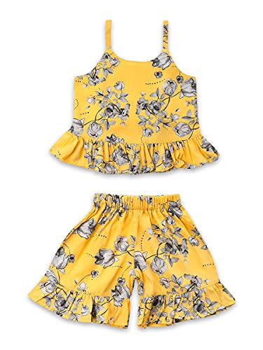 Image of Kids Top and Shorts Sets For Girls (K-4542-YELLOW-30)