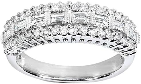Kobelli Round and Baguette Cut Diamond Band 5/8 carat (ctw) in 14K White Gold