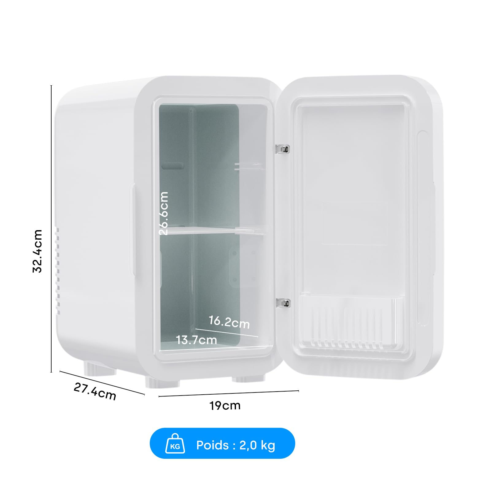 Enventor Mini Frigo 6 litres/8 canettes, glacière et réchaud, alimentation CA + 12V CC, portable pour chambre, voiture