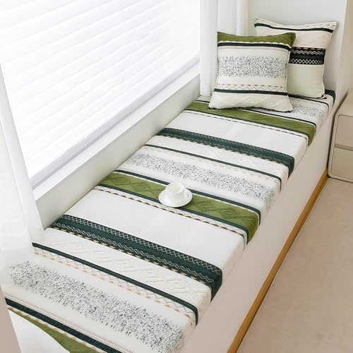 RPWCO Bench Cushions for Indoor Furniture,Custom Size Window Seat Cushions Indoor, Soft Chenille Fabric,Anti-Slip Bottom,Wear-Resistant,Bay Window Cushion for Mudroom,Window Sill,Reading Nook