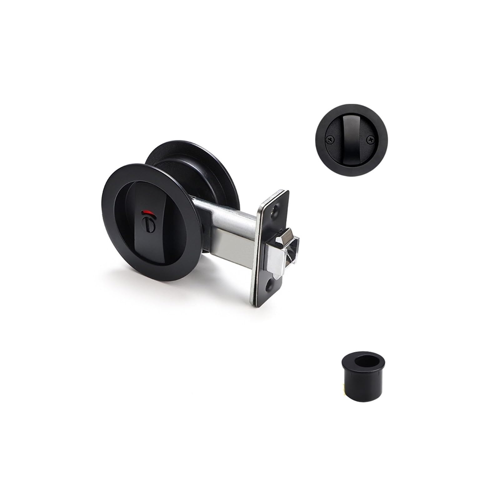 Yxinaer Double Hook - Black Round Recessed Door Lock Pocket Sliding Door Lock