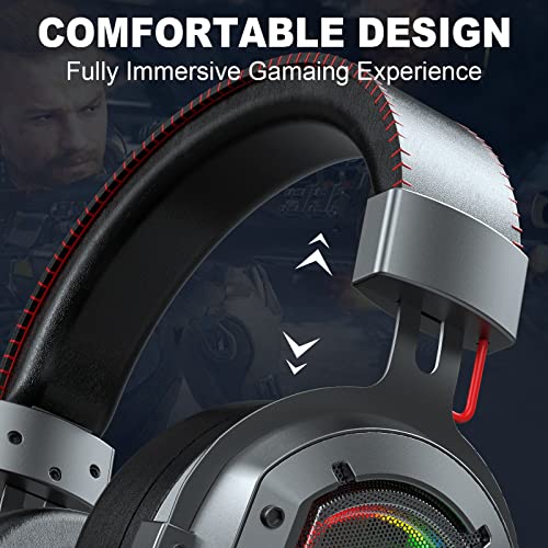 Image of RUNMUS K3 USB Over Ear Wired Gaming Headphone with 7.1 Surround Sound Technology with Noise Canceling Mic & RGB Lights, Comfortable Memory Foam, Compatible with Xbox, Laptop, Mac