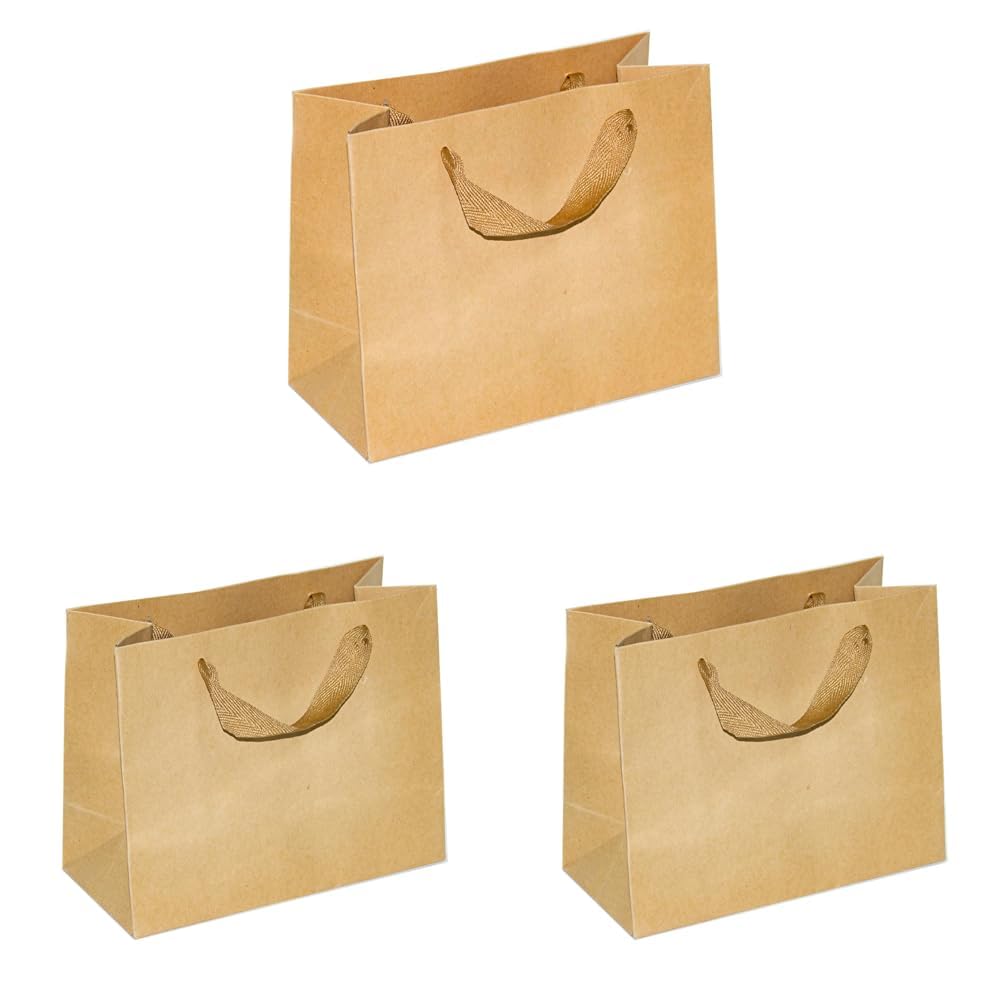 Paper Gift Bags 12 Pieces Set, Eco-friendly Paper Bags, With Handles Bulk, Paper Bags, Shopping Bags, Kraft Bags, Retail Bags, Party Bags 17.5x21.5x10Cm, Color Brown