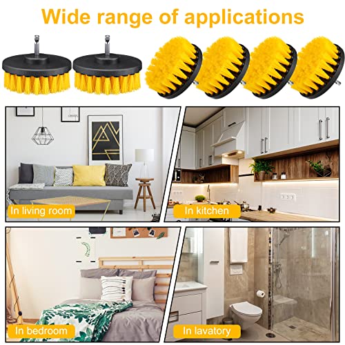 Drill Brush Attachment Power Scrubber Cleaning Kit Multi Purpose Drill Brush Set Drill Scrubber Brush Kit Cleaning Brushes For Drill Bathroom Surfaces Tub Grout Shower Kitchen (Yellow, 12 Pcs) #TOP6