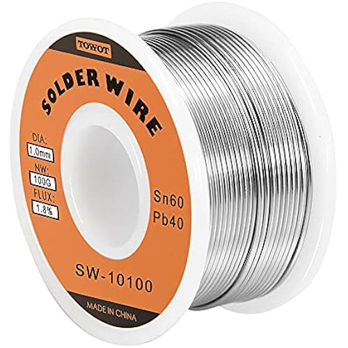 TOWOT Tin Lead Rosin Core Solder Wire for Electrical Soldering, Content 1.8% Solder Flux Sn60-Pb40 (1.0mm, 100g)