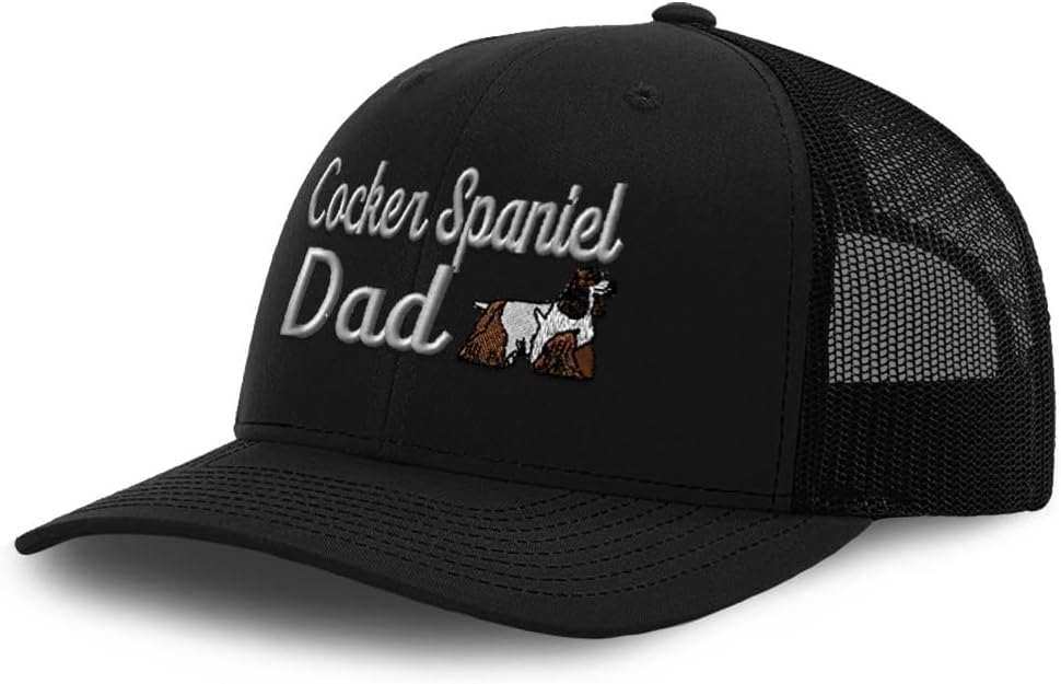 Speedy Pros Mesh Cap Hat Embroidered Cocker Spaniel Dad Dog Pet Trucker Hats for Men & Women Cotton