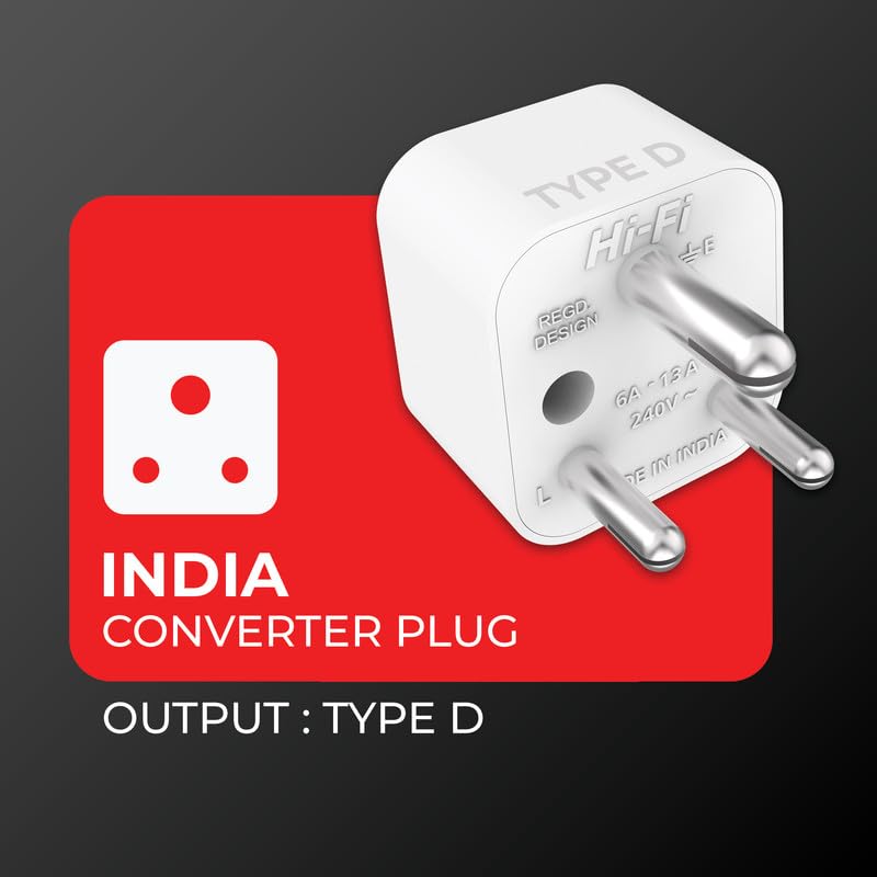 Image of Elleys ENZO (2 pcs) 3 pin Socket US Converter for India (USA, UK, China) Australia to India Plug Converter - Type D Plug Adapter 6A - 240V 2pin 3pin Socket Universal Travel Adapter for Home, Office