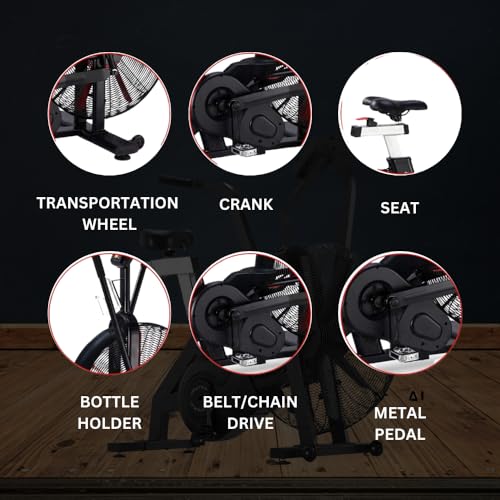 Image of LET'S PLAY AIRBULL Commercial Exercise Air Bike for Home Gym Cycle Cardio Training with Moving Handles, Cushioned Seat, Infinite Resistance Fitness Cycle, Max 150Kg Weight Support [1 Year Warranty]