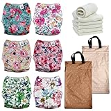 Mama Koala 3.0 Baby Cloth Diapers with 6 Inserts Bundle, with 2 Pack Reusable Hanging Wet Dry Bag
