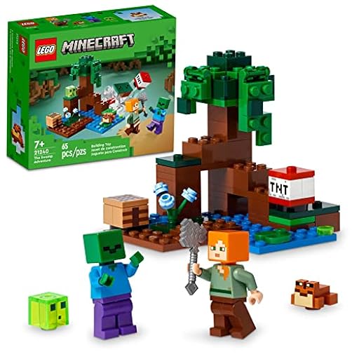 LEGO Minecraft The Swamp Adventure 21240, juguete de construcción con figuras de Alex y zombi en bioma, idea de regalo de cumpleaños para niños a partir de 8 años | Ya disponible en tu tienda friki favorita! En mundofriki.es!