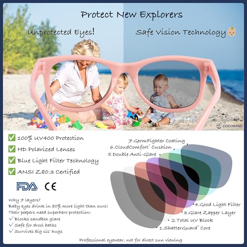 Image of Flexible Polarized Baby Sunglasses with Strap | UV Protection, Bendable, For Toddler Infant Newborn Girl Boy, Age 0-24 Months