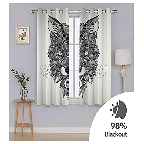 Rideaux à oeillets 100% polyester isolants rideaux occultants loup 3D - 6