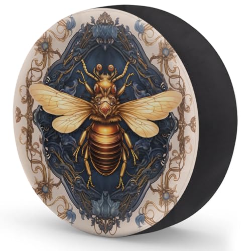 Image of Spare Tire Cover for RV Trailer, Retro Bee Tire Covers Universal Fit for Travel Trailer Camper Jeep RV SUV Truck Waterproof Wheel Cover (16 inch for Diameter 29 inch - 31 inch)