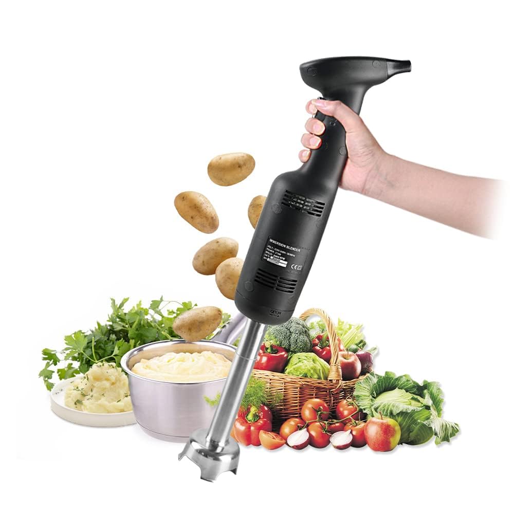 Mixeur Plongeant Professionnel, Mixeur électrique Portable pour Cuisine, Tige De 160 Mm à Vitesse Constante, 6000-20000 TR/Min, avec Pied Mélangeur Portatif, pour Soupes, Sauces