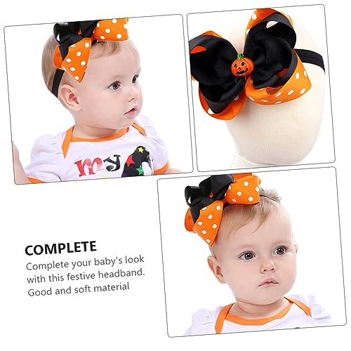 Kisangel 2pcs Halloween Headbands Elastic Hairbands Soft Comfortable Headdress for Newborn with Festive Bow Design4