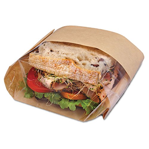 Bagcraft 300094 Dubl View Sandwich Bags 9 1/2 x 5 3/4 x 2 3/4 Natural Brown 500/Carton