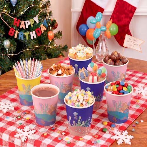 27% de descuento en 100 vasos de papel de 12 onzas con diseños oceánicos