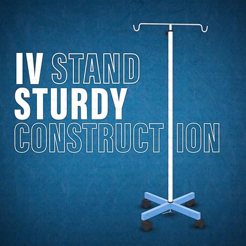 Image of Otica Hospital Saline IV Stand with 4 Wheels | Height Adjustable Drip Stand