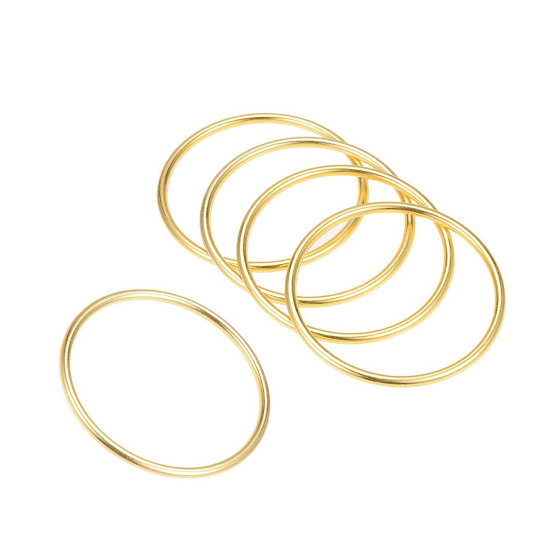 MACHSWON Zinc Alloy O Rings 40mm(1.6") ID 3mm Thick Multi-Purpose Welded O Buckles Heavy Duty Smooth Solid Ring for Bag Straps Belts Pet Leashes and DIY Crafts Gold 5pcs