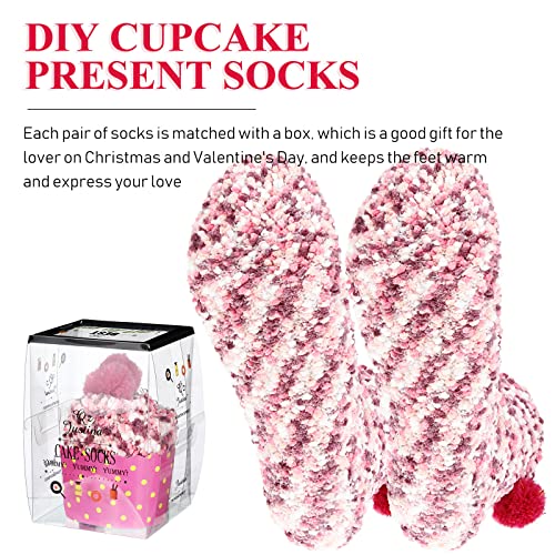 SATINIOR 8 Pairs Cupcake Socks for Women Fuzzy Fluffy Slipper Socks DIY Present Birthday Gift for Valentines Christmas4