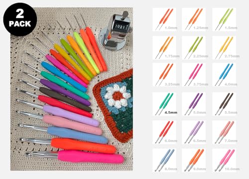 Image of 2Pcs 4.5mm Crochet Hooks, Ergonomic Crochet Hook for Arthritis and Beginners, Extra Long, Smooth, Comfortable (7 /4.5mm)