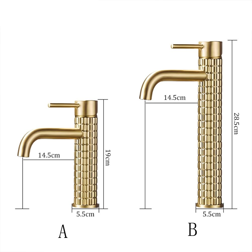 Wasserhahn Bad Waschtischarmatur Messing Einhebel Mischbatterie Waschbecken Armatur, Badarmatur Waschtischbatterie Badezimmer, Gebürstetes Gold