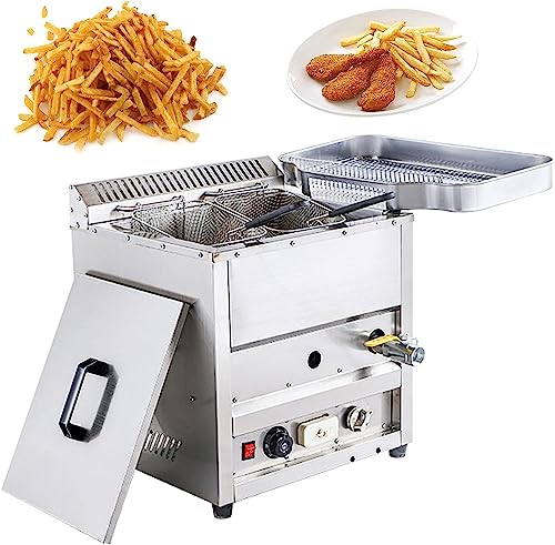Commercial Gas Deep Fryer,Countertop Propane Gas Fryer,Freestanding Temperature Control,Gas Deep Fat