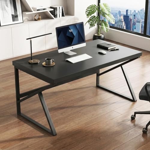 Image of Klaxon Modern Computer Table for Home PC - Multipurpose Office Desk for Home & Work | Gaming Table, Computer Table, Desktop Table for Home Office (K Type Black, Installation)
