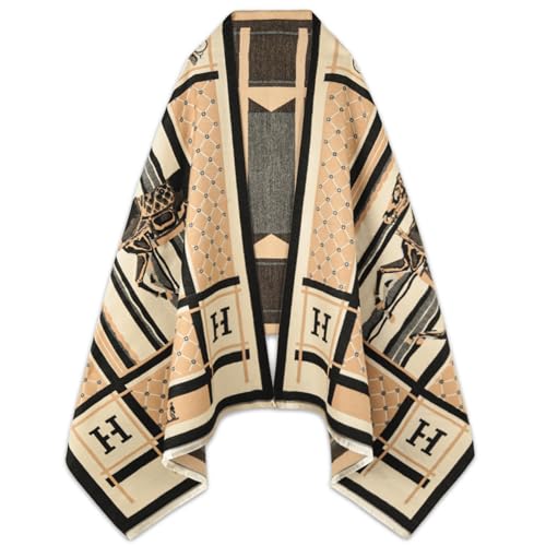 EXTREE Scarfs for Women Pashmina Silky Shawl Wrap for Evening Dressing Blanket Open Front Poncho Cape Aez-white