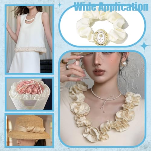 NBEADS 9 Yards Rüschen Spitzenbesatz 30mm /1 1/8 Zoll Breites Plissee Randband Mit Gerüschtem Wellenrand Zum Nähen von Brautkleidern Und Kleidungsdekorationen Alte Spitze