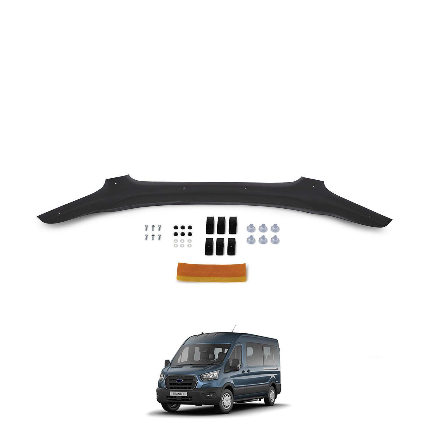 Hood Deflector Guard fits Ford Transit 2014-2018, Bugflector Bug & Bonnet Shields, Black ABS Hood Protector, Protects from Particles & Bug, All
