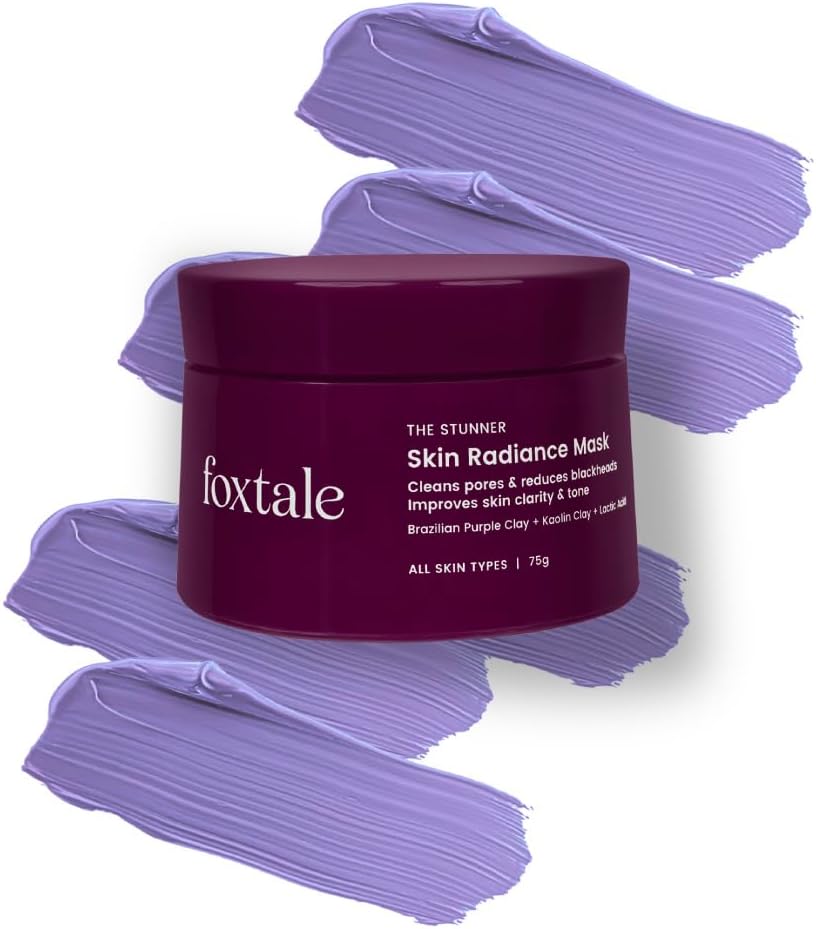 Foxtale De-Tan Face Mask for Glowing Skin| Clay Mask with Lactic Acid for Tan Removal, Reduction in Blackheads, Instant Brightening| New-Age Ubtan Face Pack for All Skin Types | Men & Women- 75g