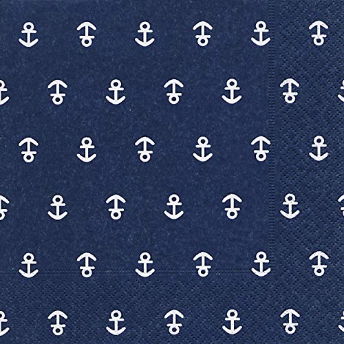 20 Servietten Anker auf dunkelblau/Maritim/blau
